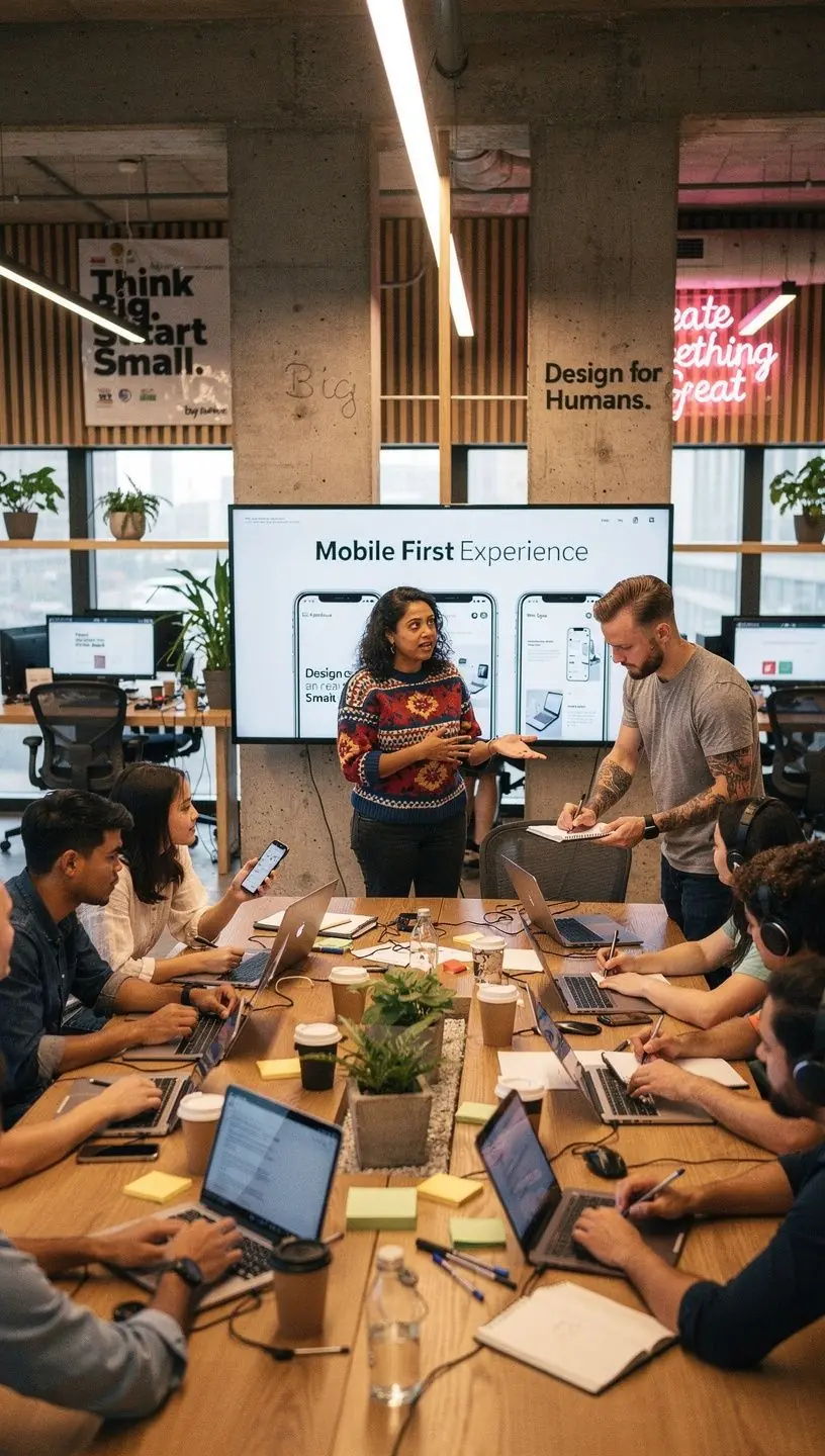 Zákazník konzultující design s webovým specialistou.